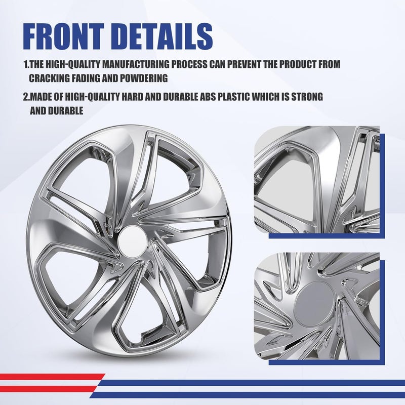 Winjet 16" Hubcaps for 2016-2026 Honda Civic Sedan Wheel Rim Covers fit for[Honda Civic Sedan 2016 2017 2018 2019 2020 2021 2022 2023 2024 2025 2026],[Only Fit Iron Hub - Steel Wheel](4 Packs,Chrome) - Image 3
